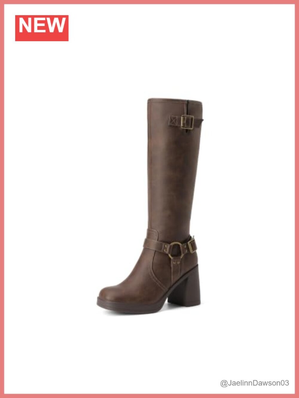 Women's Platform Chunky Knee High Moto Boots Faux Leather Block Heel
